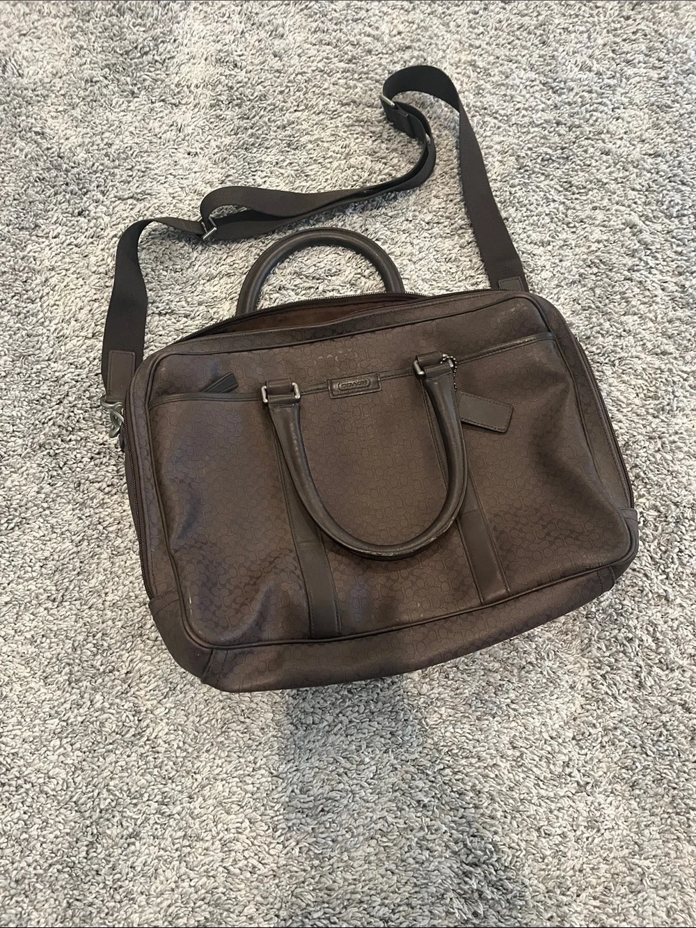 Coach Men's Dark Brown Signature Messenger Briefcase